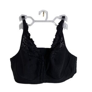 Delimira Sz 38B Bra Front Closure Full Coverage Unlined Soft Cup Black Lace NWT